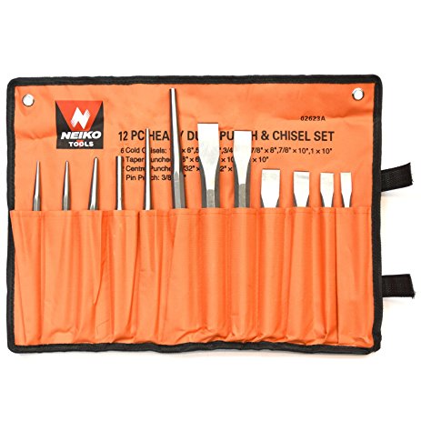 12 Piece Heavy Duty Punch and Chisel Set by NEIKO