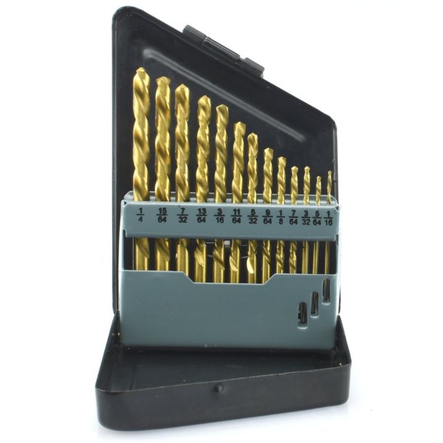 13-Piece Titanium Left-Hand Drill Bit Set With Index Holder
