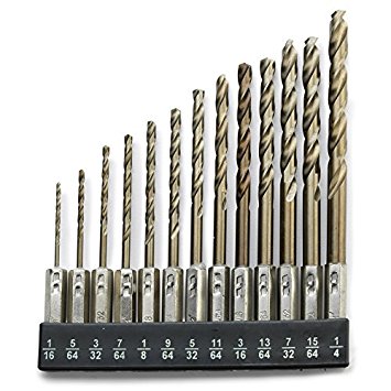  Neiko 13 pc Quick Change Cobalt Drill Bit Set 1/4" Hex Shank Sizes: 1/16" to 1/4"