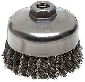 Weiler 4" x 5/8"-11 Knotted Single Row Wire Cup Brush