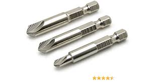 Titan 3 pc Damaged Screw Removal Set 1/4" Hex Shank Works On Phiilips,Slotted,Torx and Robertson Drive Screws