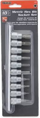 16134 Titan 10 pc 3/8" Drive Metric Hex Bit Socket Set Sizes: 2 mm to 10 mm with Metal Rack