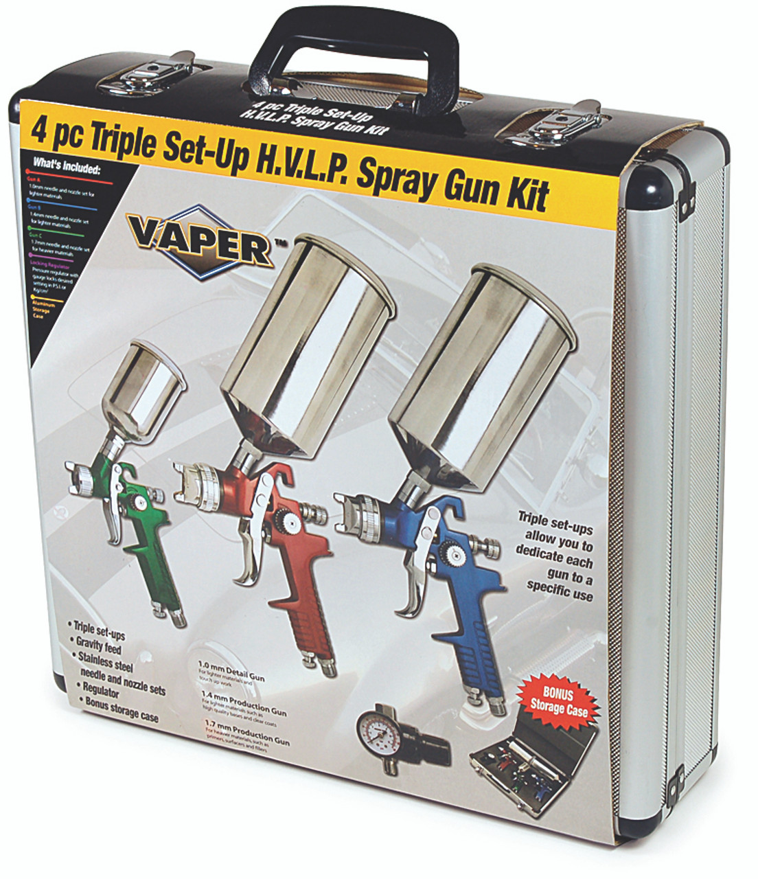 4 Pc. TRIPLE SET-UP HVLP SPRAY GUN KIT  3