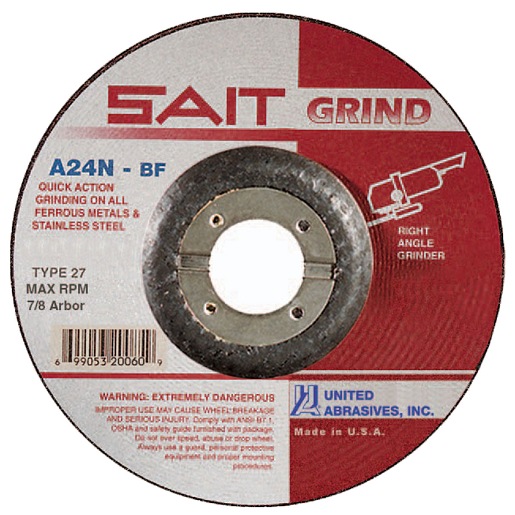 SAIT 20070 5" x 1/4" x 7/8" Depressed Center Grinding Wheel made in USA