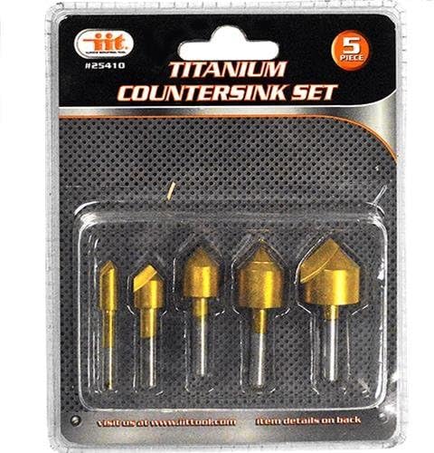 5 pc Titanium Countersink Set Sizes: 1/4" to 3/4"