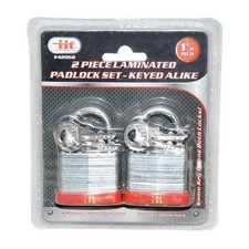 2 pc 1 1/2" Laminated Padlock Set-Keyed Alike