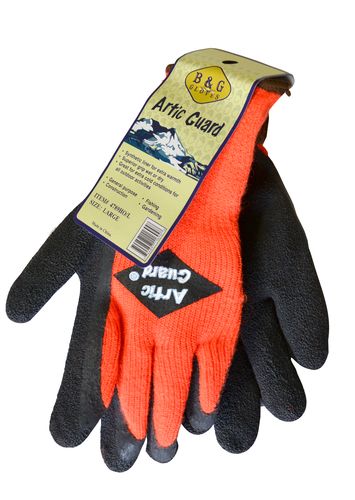 ARCTIC TUFF BLACK LATEX COATED SEAMLESS GLOVES SIZE LARGE  ( 1 PAIR) As Seen In...