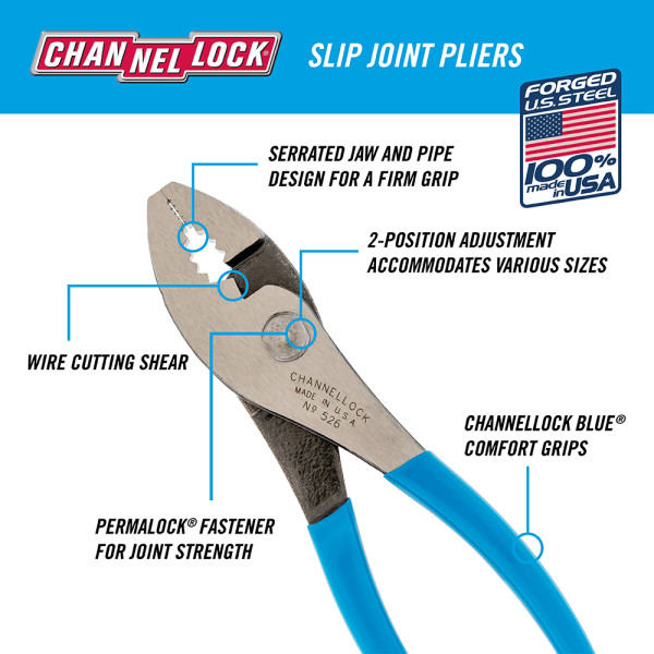 CHANNELLOCK 6" SLIP JOINT PLIER MADE IN U.S.A.  2