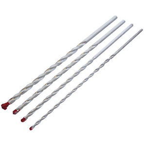 4 pc 12" Long Carbide Tipped Masonry Drills Sizes: 1/4",5/16",3/8" and 1/2" with Vinyl Pouch