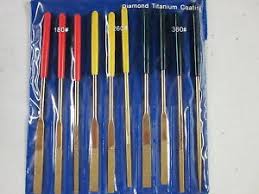 10 pc Diamond File Set Titanium Coated Colored Handles