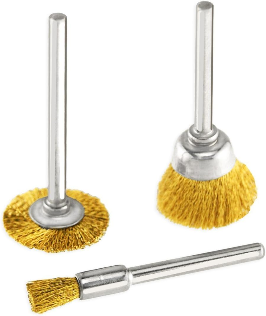 3 pc Brass Wire Wheel Set 1/8" Shank