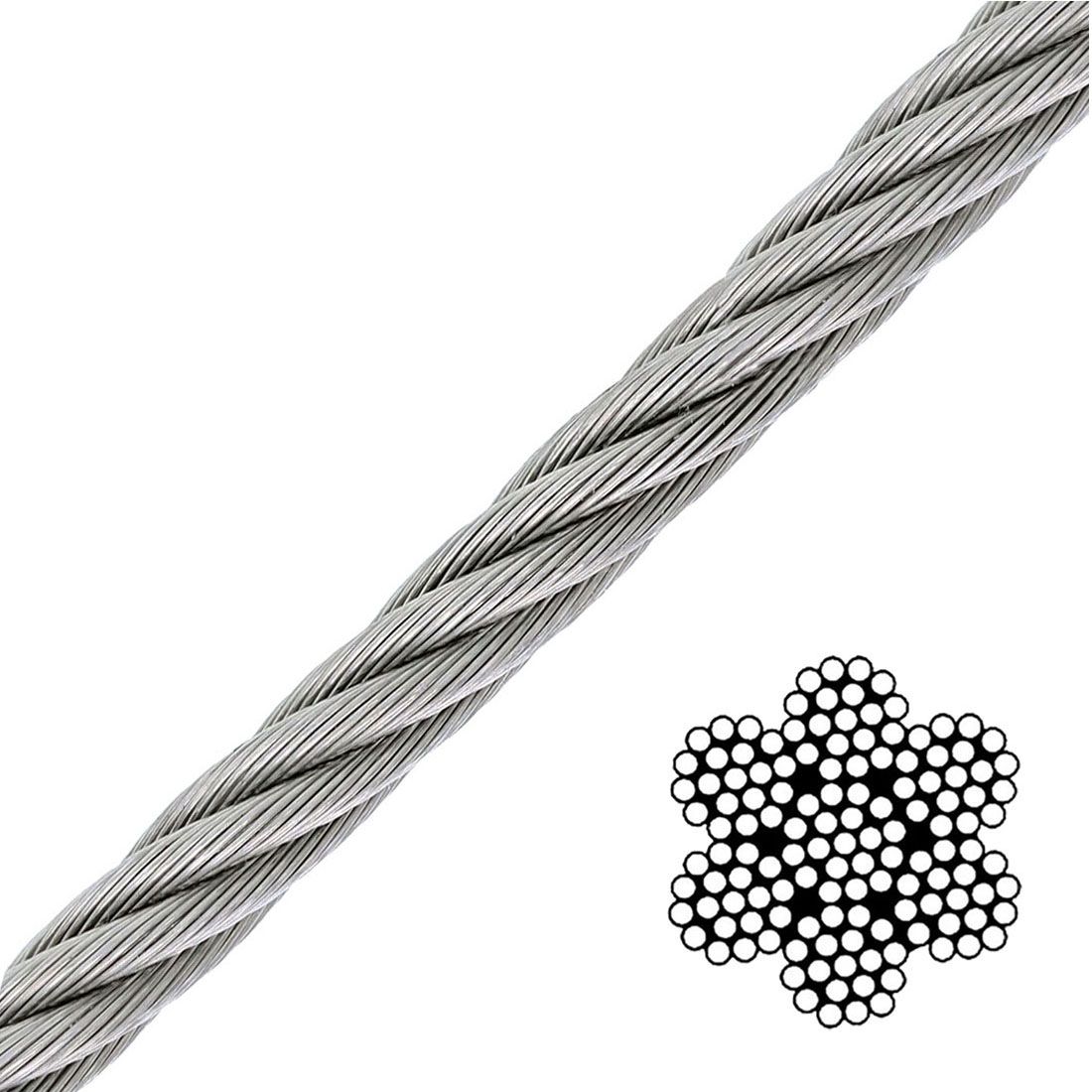 1/4" x 500 ft.(reel) Aircraft Cable 7 x 19 Galvanized Steel Fine Quality 1