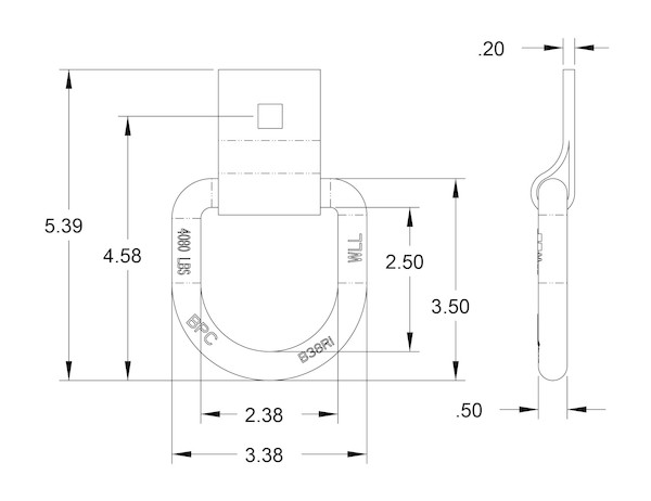 1/2"  Forged D-Ring with Weld -On Bracket MADE IN USA 1