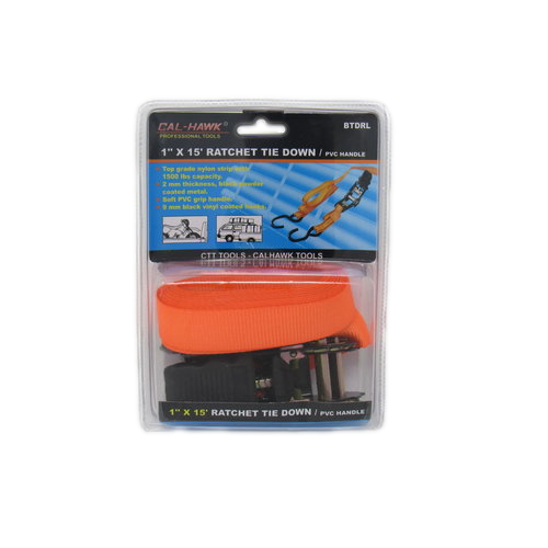 1" x 15' Ratchet Tie Down With PVC Handle