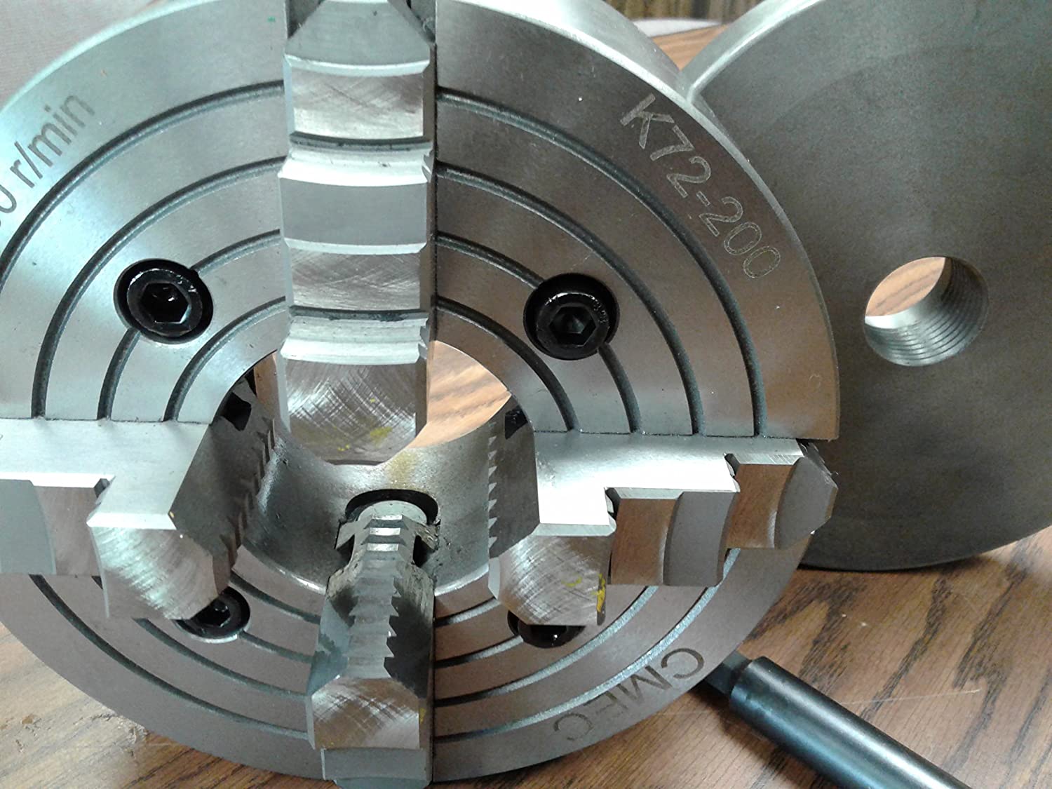 8" 4-JAW Lathe Chuck W/ Independent Jaws W/ 1-1/2"-8 Adapter semi-Finish 2