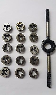 DIE1699 16 pc Die Stock Holder Set SAE Sizes: 0-8- N.F to 1/2"-20 N.F I" O.D