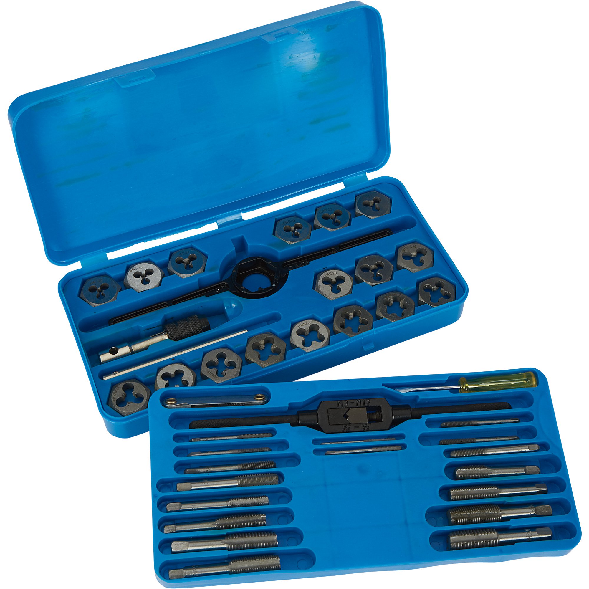 40 pc Tap & Die Set SAE Sizes: 4-40 to 1/2"-20