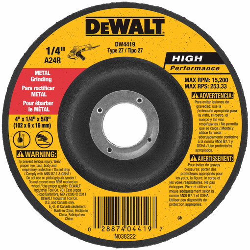 DEWALT 4 in. x 1/4 in. HP Grinding Wheel