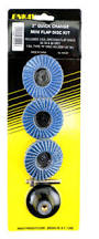 ENKAY 3" Mini Flap Disc Kit . Kit includes: 1 each of 40,60 and 80 grit discs plus 1 holder. Skin packed