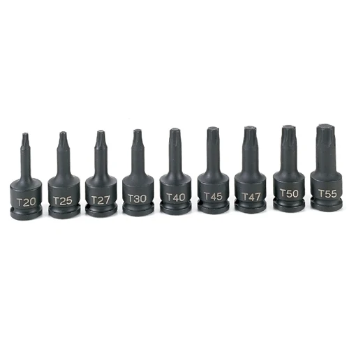 GREY PNEUMATIC 9PC 3/8" DR. INTERNAL TORX BIT SET T20 TO T55 1