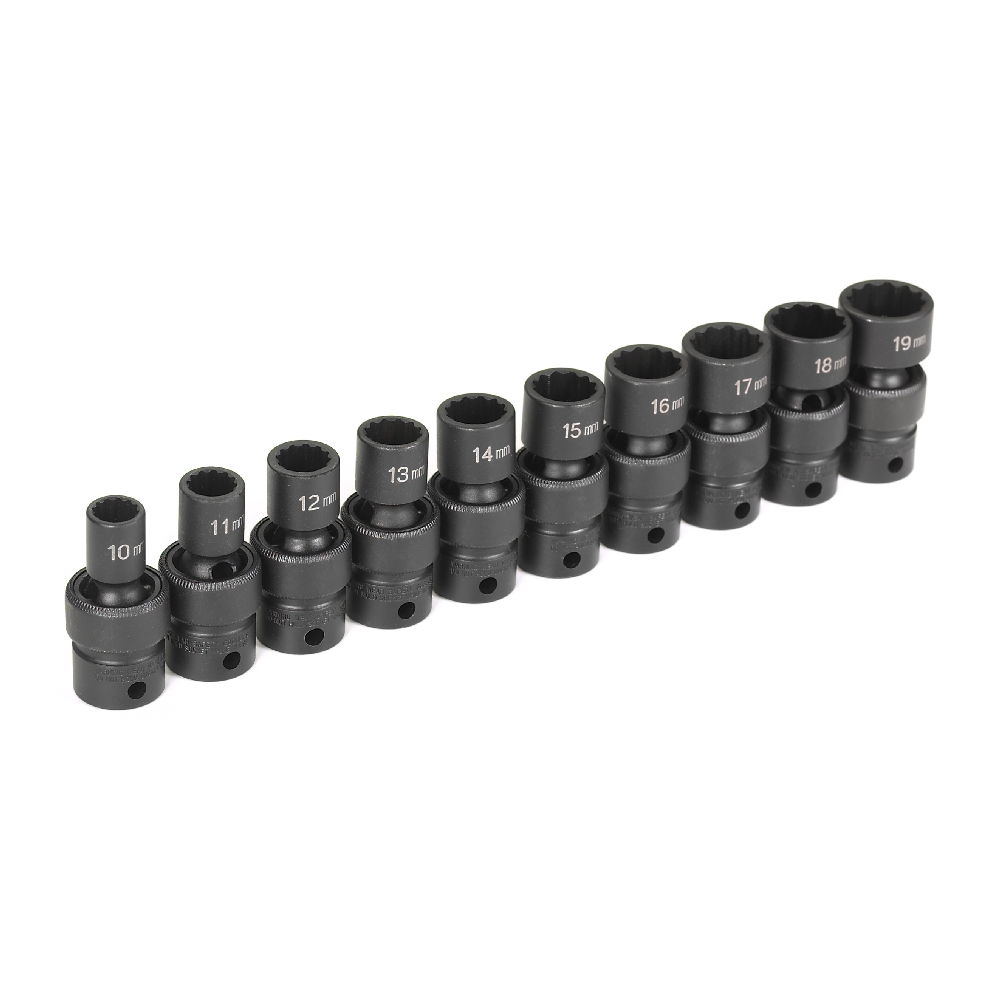 GREY PNEUMATIC 3/8" dr.10 pc. MM shallow 12 pt. impact universal set 10 mm to 19mm 1