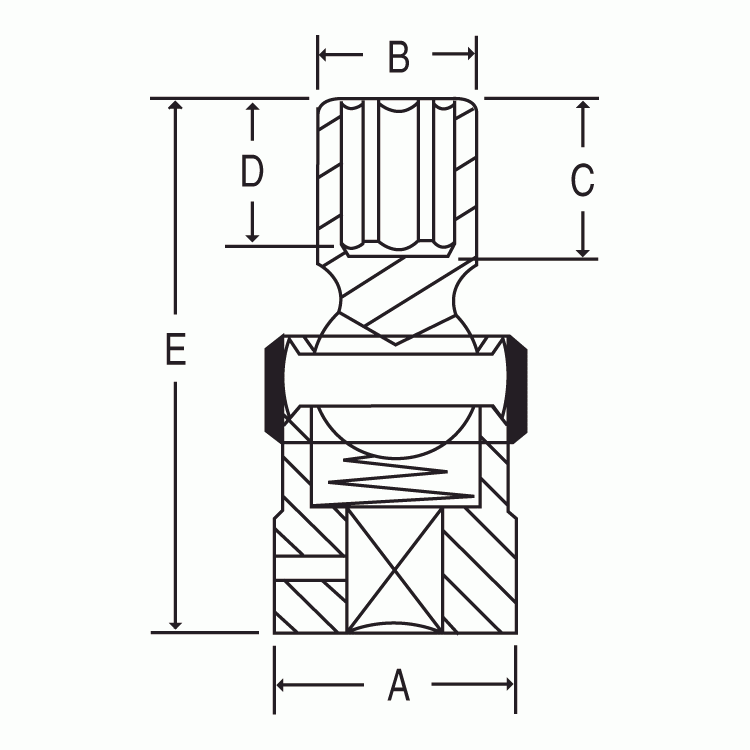 3/8" x 1/2" Drive Regular Length Impact Universal Socket 1