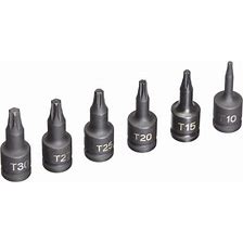 1/4" Dr. 6 pc. Internal Star Impact Driver Set T-10 to T-30