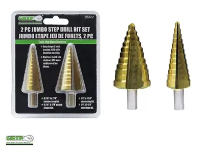 2 Pc. Jumbo Step Drill Set Titanium Coated 3/16