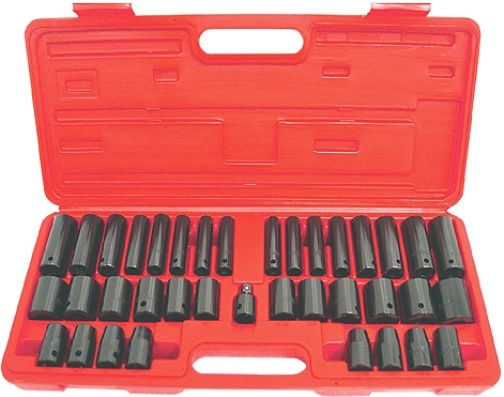 GRIP 3/8" & 1/2" drive 38 pc Metric/SAE Deep & Shollow Impact Socket Set 5/16"-3/4" to 11 mm to 24 mm