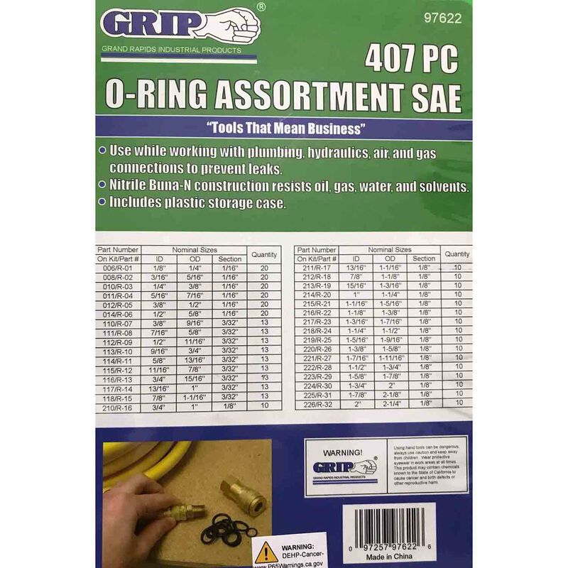 407 Pc O-Ring SAE Assortment with Plastic Case 1