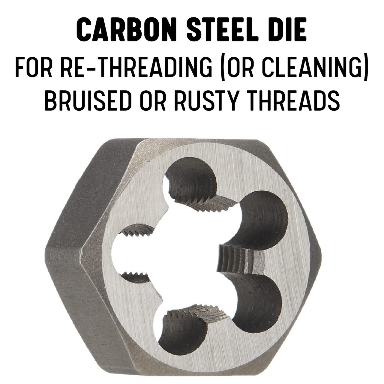 1/2"-20 NF Hexagon Rethreading Die (carbon steel) 1