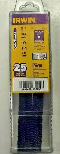 IRWIN 25 pc 6" x 10 Tooth Metal & Wood Cutting Reciprocating Saw Blades Made in USA