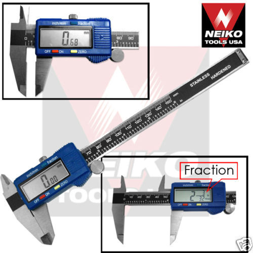 01412A Neiko 6" Digital Caliper/Extra Large LCD Screen MM/Inch/Frac On/Off Switch