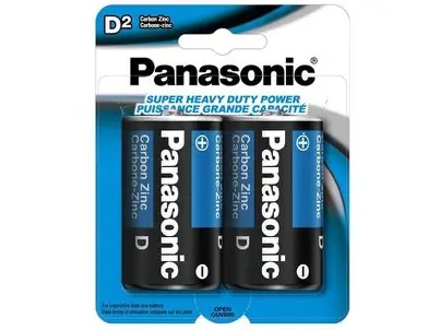 D2 PANASONIC 2 Pack Heavy Duty Batteries