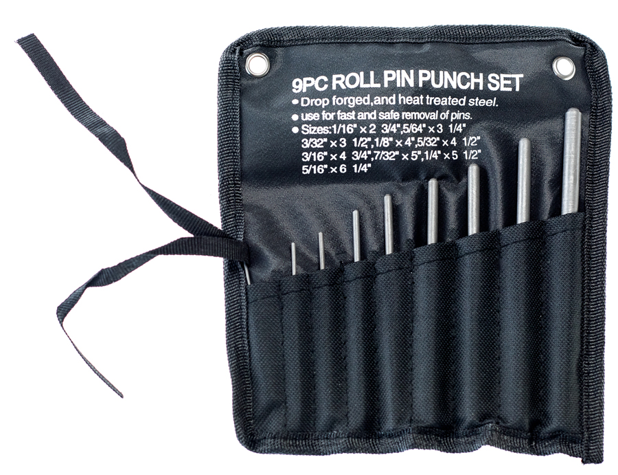 9 pc Roll Pin Punch Set 1/16" to 5/16" 1