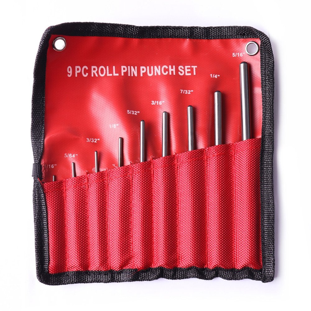 9 pc Roll Pin Punch Set 1/16" to 5/16"
