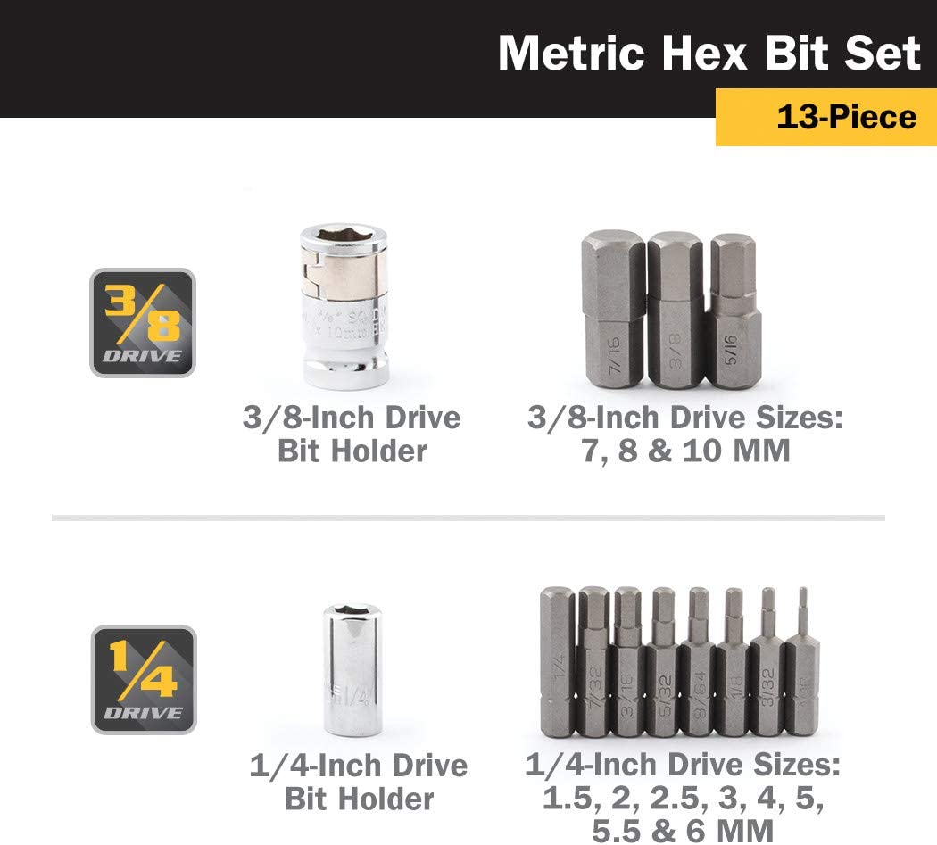 13 Pc. Metric Hex Bit Set  by TITAN 1