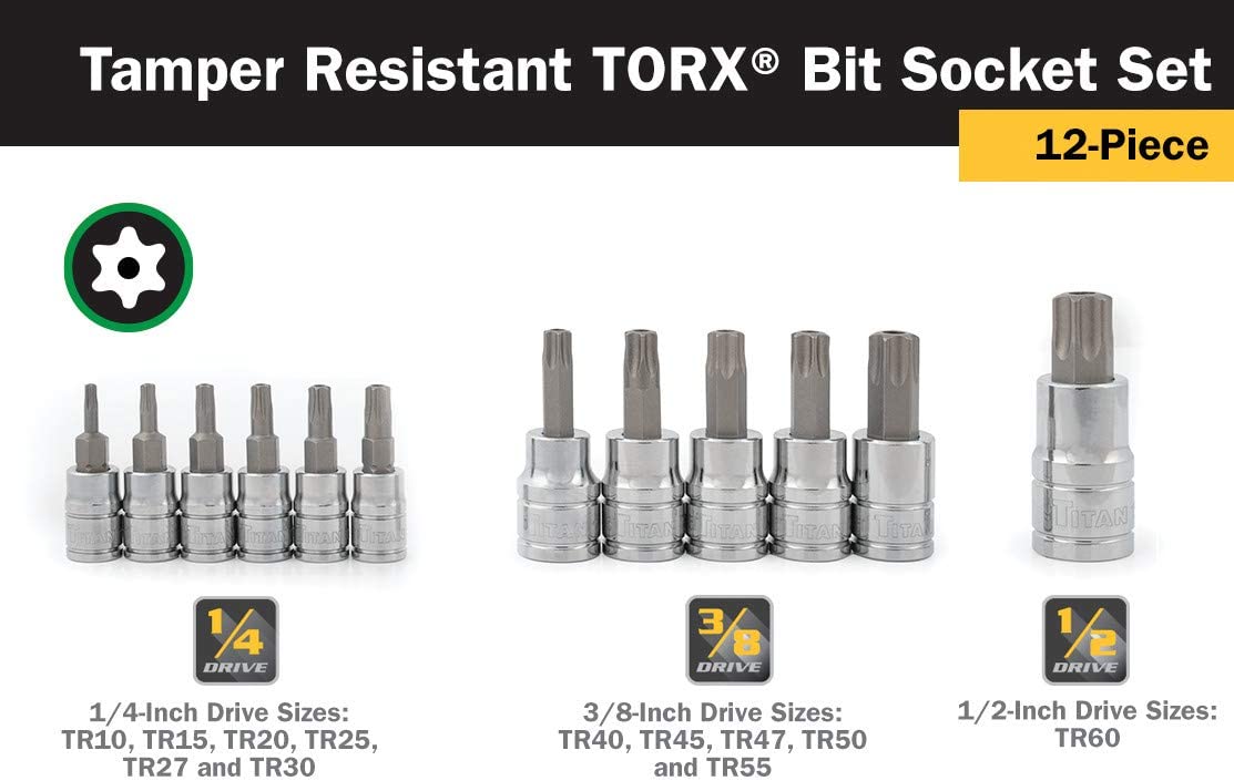 12-Piece Tamper-Resistant Torx Bit Socket Set by TITAN 2