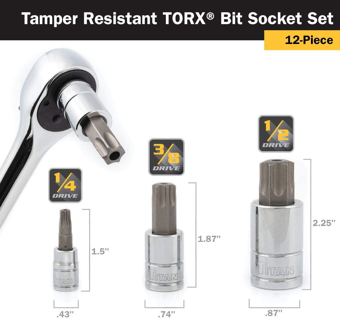 12-Piece Tamper-Resistant Torx Bit Socket Set by TITAN 1