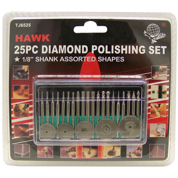 TJ6525 25 pc Diamond Polishing Set 1/8" Shank Assorted Shapes