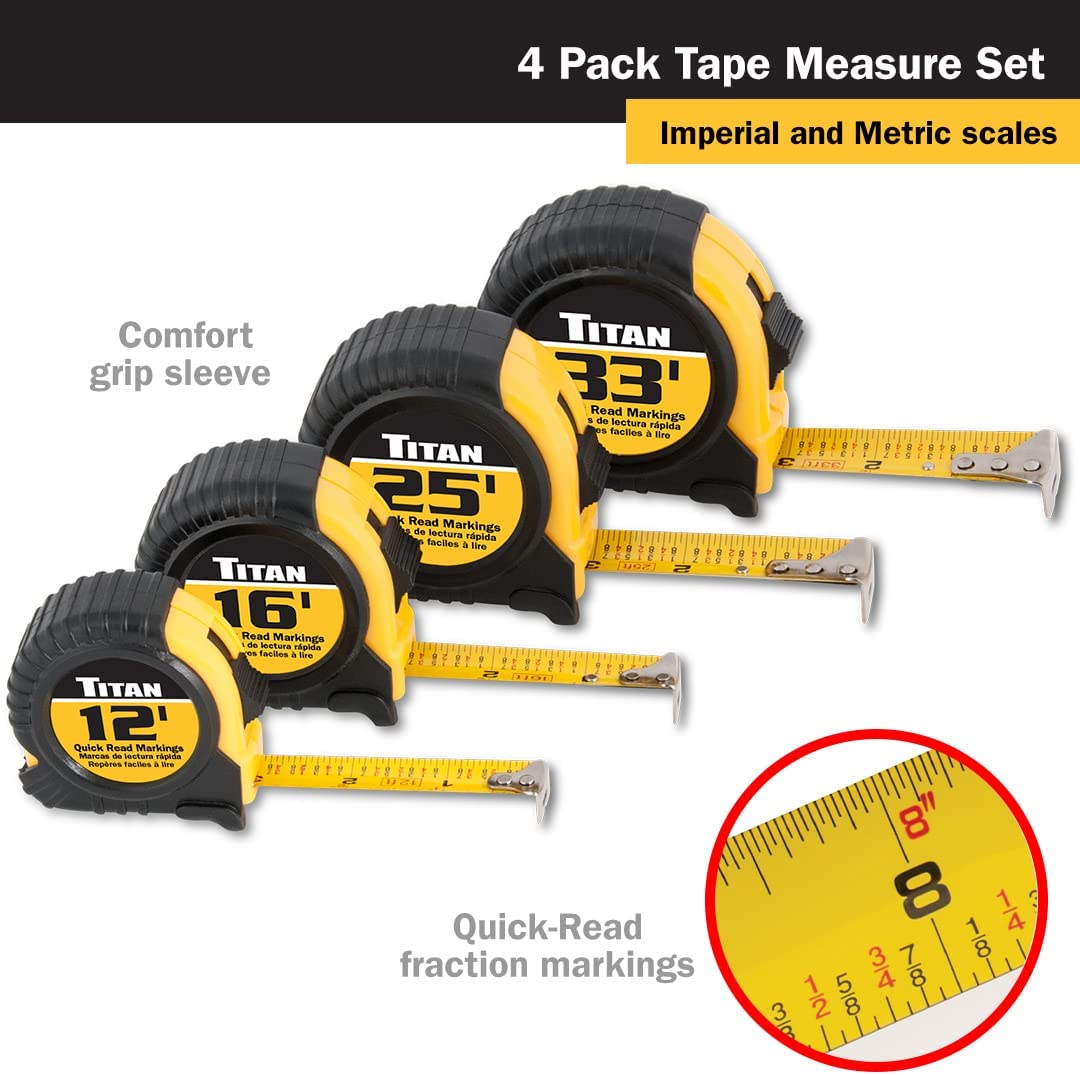 4 Pack Getta-Grip Tape Measure Set