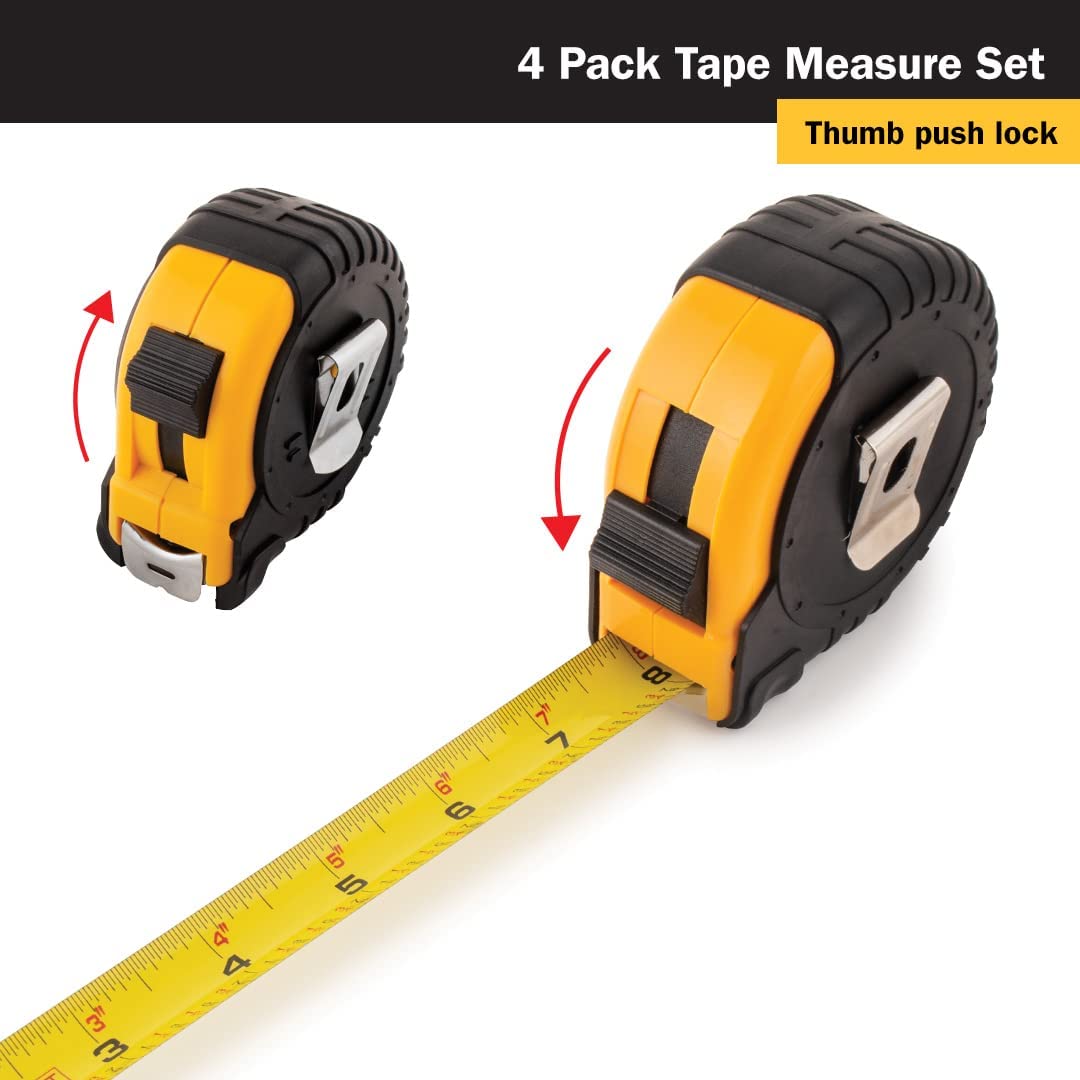 4 Pack Getta-Grip Tape Measure Set, 10902