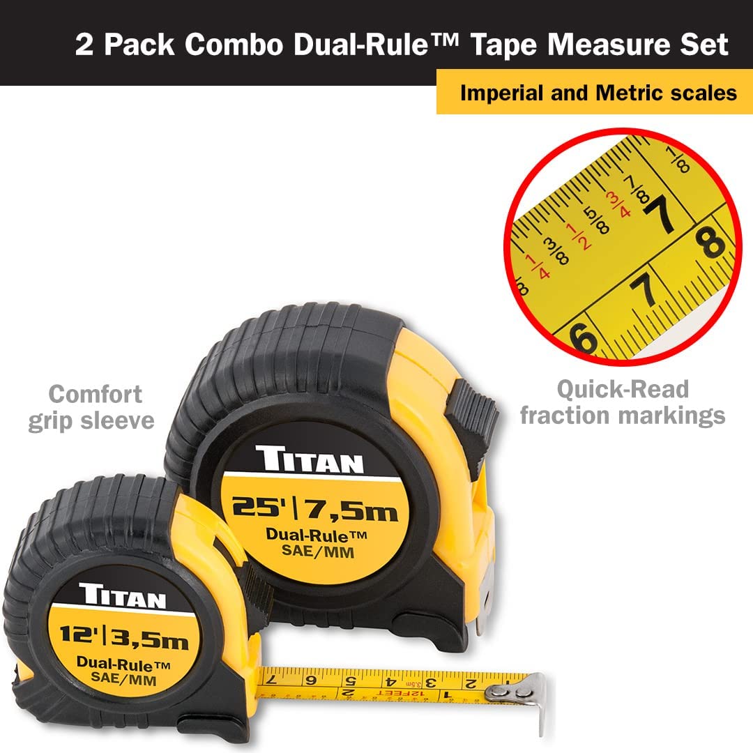 2 Pc. Dual-Rule Tape Measure Set by TITAN