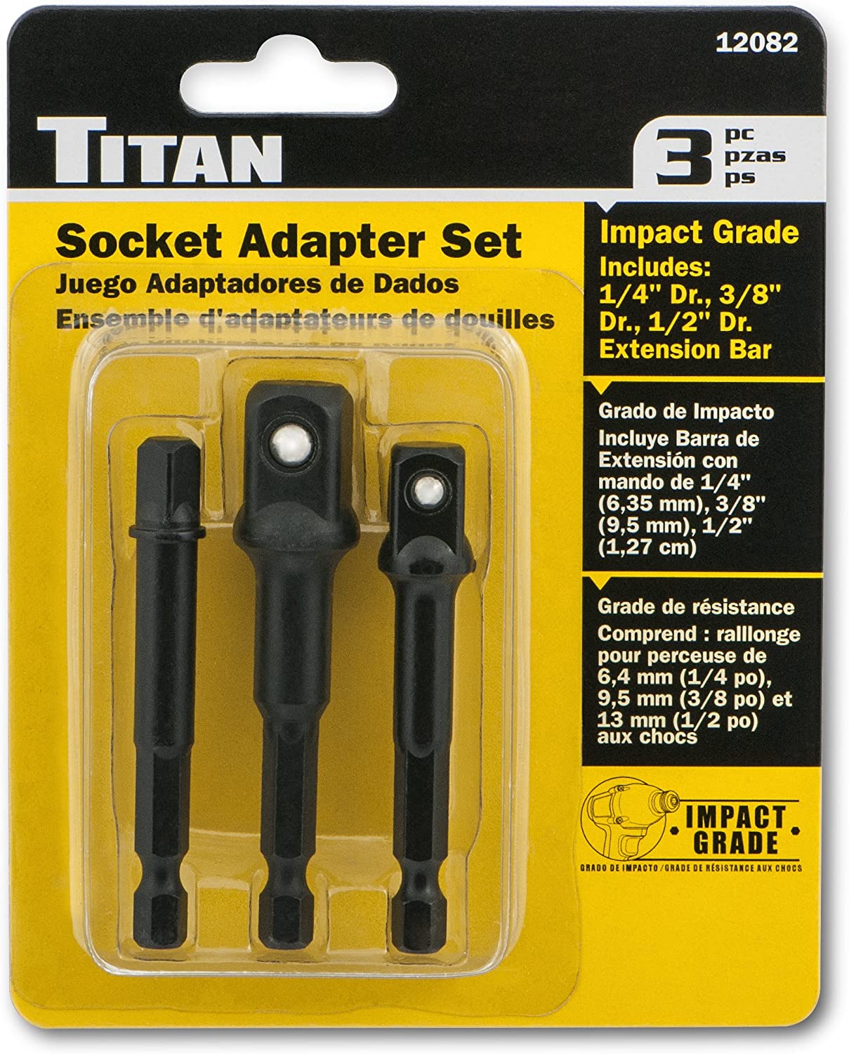 3 Pc. 3" Socket Adaptor Set by TITAN 1