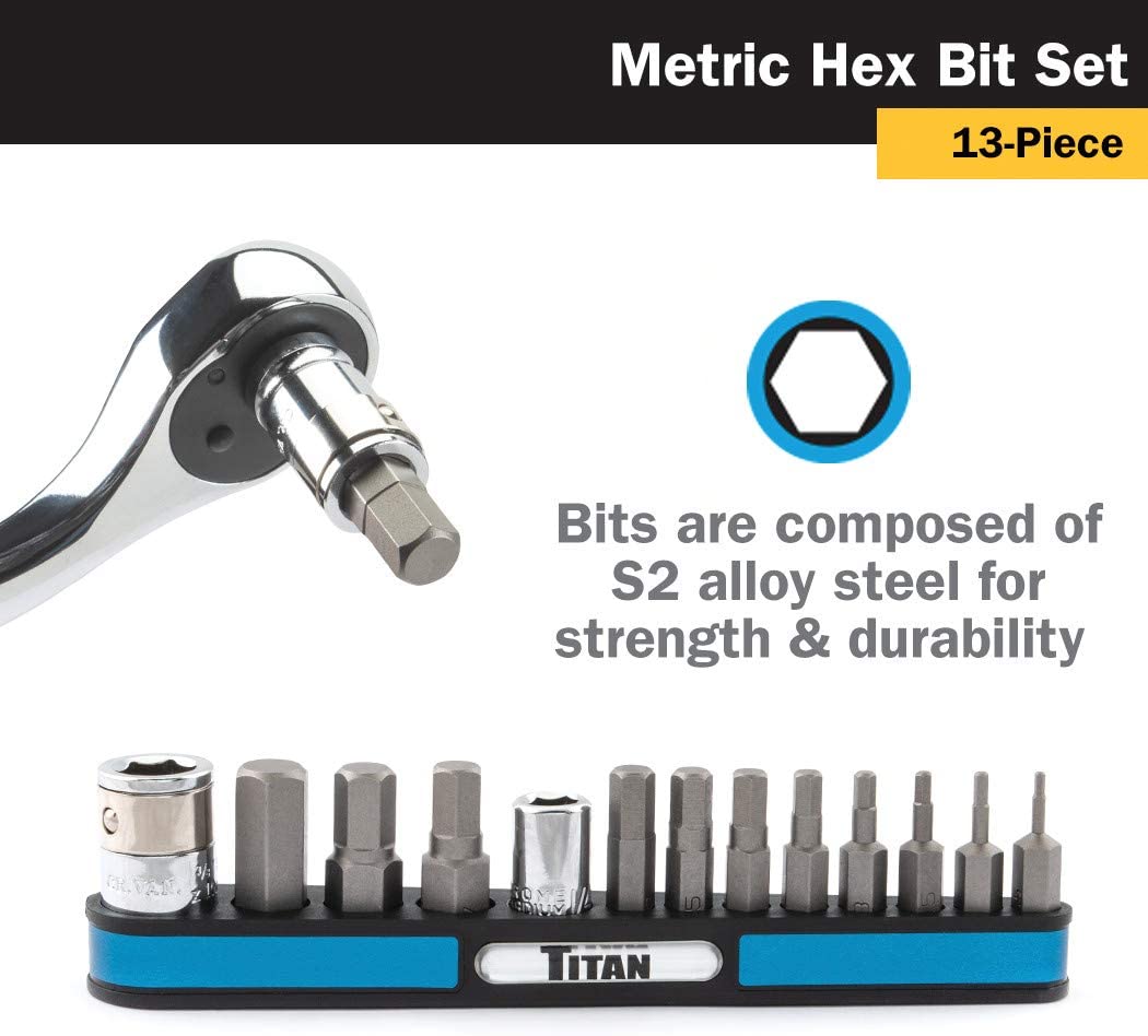 13 Pc. Metric Hex Bit Set  by TITAN 2