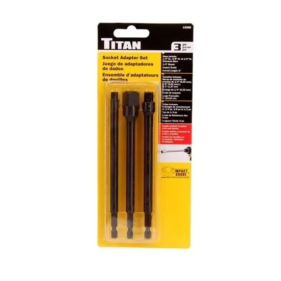 3 Pc. 6" Long Socket Adapter Set by TITAN 1