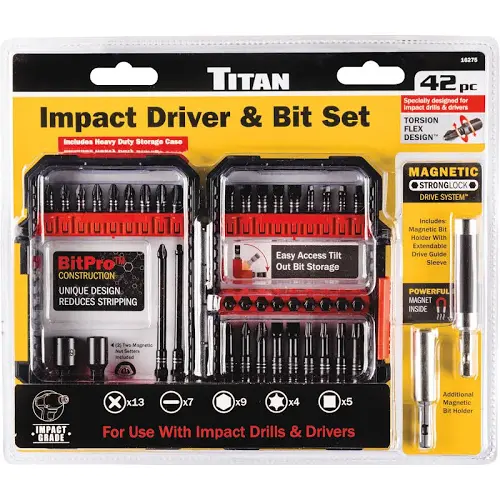 42 Pc. Impact Driver & Bit Set by TITAN 1