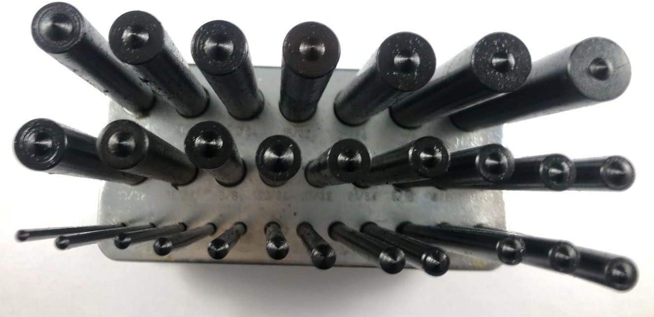28 pc. Fractional Transfer Punch Set 3/32" to 1/2" by 64ths Plus 17/32" 1