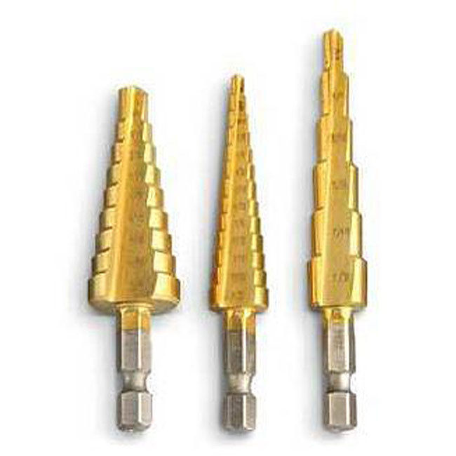 3 PC TITANIUM COATED H.S.STEP DRILL SET 3/16" TO 3/4"