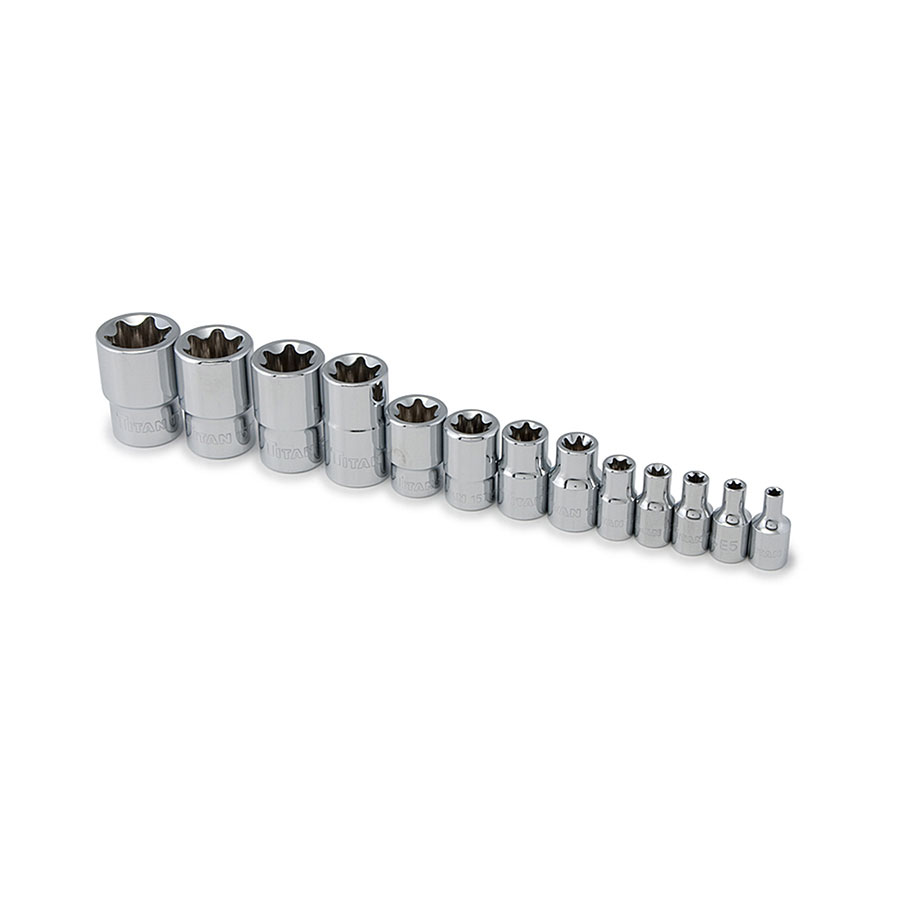 TITAN 13 pc External Star Socket Set E-4 to E-24